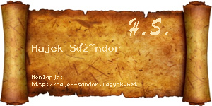 Hajek Sándor névjegykártya